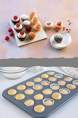 Muffin Kalıbı 24'lü Fırın Mini Kek Browni Kekstra Kurabiye Kalıbı Cakecub Kapsülü Muffin Baking Pan