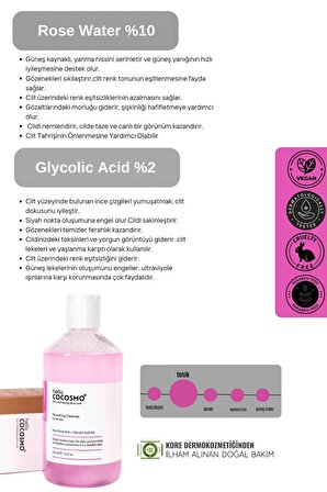 Doğal Gül Suyu & Glikolik Asitli Aydınlatıcı ve Gözenek Sıkılaştırıcı Rose Water Onarıcı Tonik