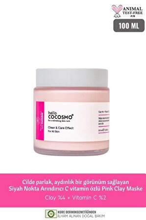 Cilde parlak, aydınlık bir görünüm sağlayan Siyah Nokta Arındırıcı C vitamin özlü Pink Clay Maske