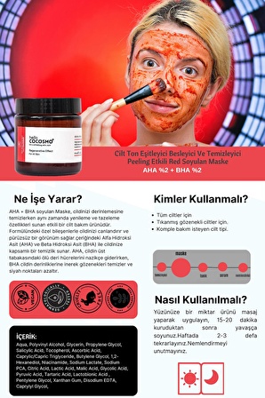 Cilt Ton Eşitleyici Besleyici Ve Temizleyici Peeling Etkili (AHA %2 + BHA %2) Red Soyulan Maske