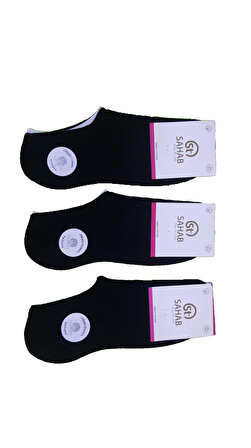 Sahab 3 Çift Siyah Renk Dikişsiz Babet Çorap