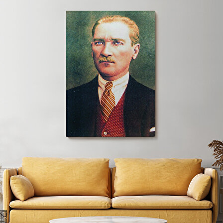 Atatürk Portre Tablosu Mustafa Kemal Atatürk Dikdörtgen Dekoratif Kanvas Tablo-CS-69