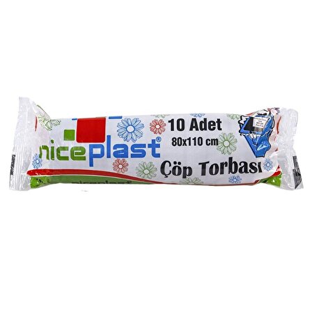 Niceplast Jumbo Çöp Torbası Poşeti - 2 Kat - Siyah - 400 Gr. - 80x110 Cm. -10 Adetlik 3 Rulo