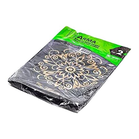 Arma Baskılı Mini Blok Poşet Torba - No : 2 - 25x37 Cm. - Siyah - 100 Adetlik 5 Paket