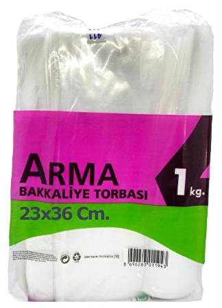 Naksan Arma Şeffaf Naylon 2 lik 23x36 Cm. Bakkaliye Poşeti Torbası - 1 Kg. - Ort. 190 Adet - 10 Paket