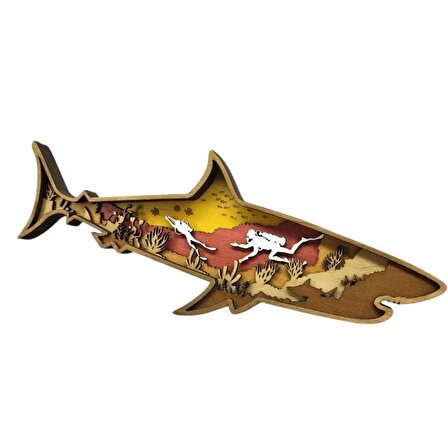 Catline Muhteşem Balık Biblo Lazer Kesim Ahşap Dekoratif Balık Figürü - Evinize Renkli Bir Dokunuş