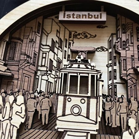 Catline Muhteşem İstanbul Taksim meydanı Biblo Lazer Kesim Ahşap Dekoratif Figür