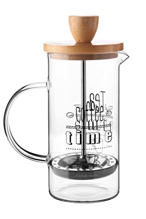 Borasilikat Cam Lüx 350ml Bambu Kapaklı French Press