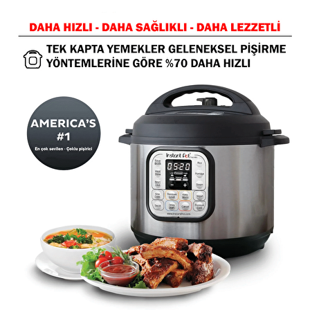 Instant Pot Duo Mini 7'si 1 Arada 3 Litre Paslanmaz Çelik Tencereli Yavaş/Pilav/Buharlı Pişirici, Yoğurt Makinası, Isıtıcı .