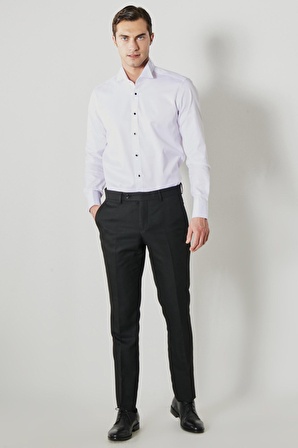 Erkek Beyaz Ütü Gerektirmeyen Kırışmaz Slim Fit Dar Kesim %100 Pamuk Ata Yaka Gömlek