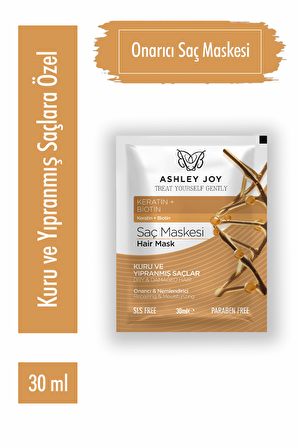 Ashley Joy Keratin & Biotin İçeren Kuru Ve Yıpranmış Saçlara Özel Onarıcı Saç Maskesi 30 ML