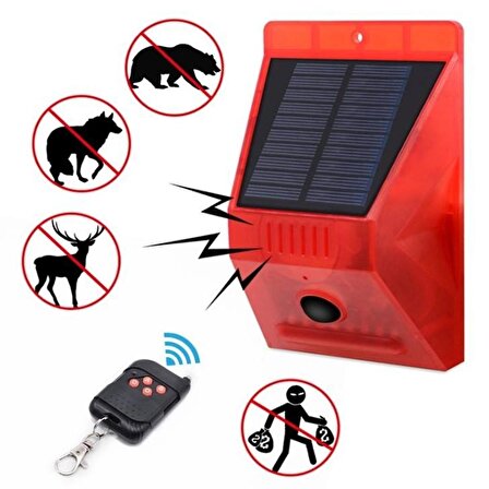 Hırsız Kovucu Yabani Hayvan Kovucu Solar Alarm Kumandalı Alarm Siren
