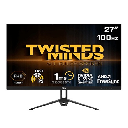 TWISTED MINDS 27 TM27FHD100IPS FHD 100HZ 1MS HDMI VGA IPS FREESYNC/GSYNC ÇERÇEVESİZ GAMING MONİTÖR 