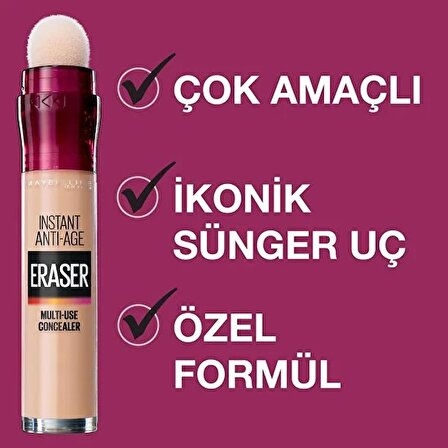 Maybelline New York Instant Anti Age Eraser Kapatıcı 00 Ivory + Mini Tattoo Liner Jel Göz Kalemli Set