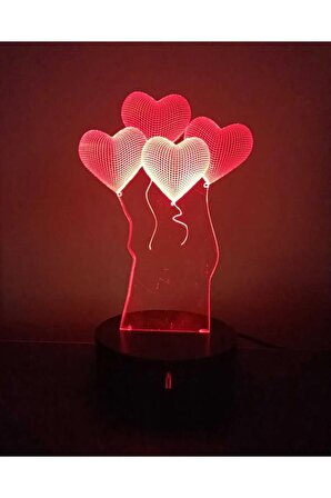 Baloon Kalp P'lexi Kırmızı Lamba  Özel Hediye