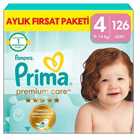 Prima Bebek Bezi Premium Care 4 Beden 126'lı Aylık Fırsat Paketi