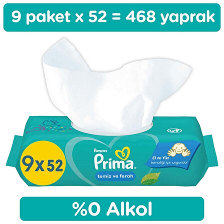 Prima Alkolsüz-Parfümsüz 52 x 9 Paket 468 adet