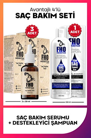 FHO  Freshen Hair +3 Adet Saç Bakım Serumu + 1 Adet Bitkisel Şampuan Fırsat Seti