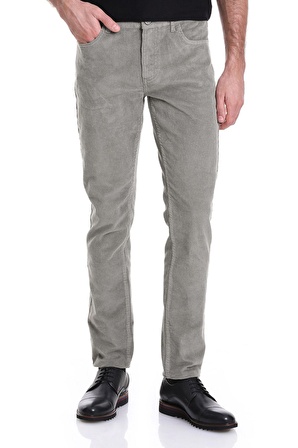 Yeşil Dinamik Fit Düz 5 Cep Casual Kadife Pantolon | 40