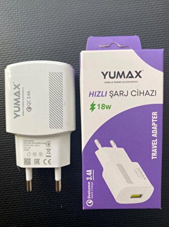 Yumax Hızlı Şarj Başlığı 18 Watt 3.4a Destekli Adaptör
