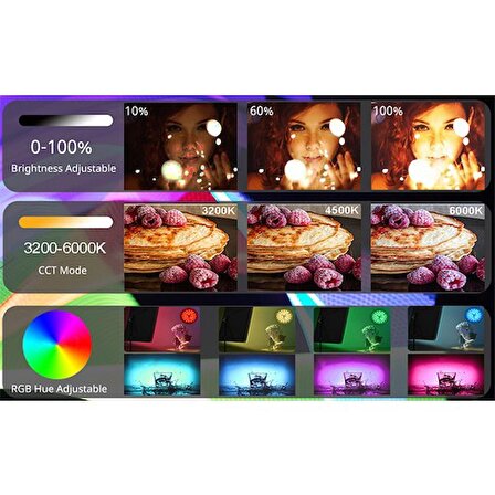 Deyatech 120W Rgb Softbox 60X90CM 2'li Set 3000-5500K LED Video ve Fotoğraf Çekim Işıgı Renkli Işık
