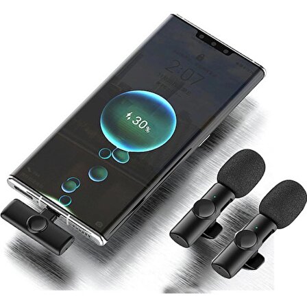 Deyatech Apple/ıos Telefona Uyumlu 2'li Wirelles K9 Mikrofon Cep Telefon Için