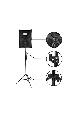 Deyatech Softbox 50X70Cm Tek Duyulu Sürekli Video Işığı Yotuber Kit Makeup Kit