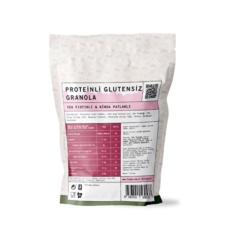 Proteinli Glutensiz Granola - Yer Fıstıklı & Kinoa Patlaklı 240gr