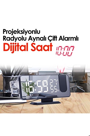 [brand] Dijital Saat Projeksiyonlu Aynalı Radyolu Led Ayna Alarmlı