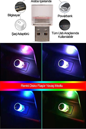 Usb Mini Led Lamba Disko Yavaş Mod 12 Volt Dekoratif Işık Ev Araba Dış Mekan Uyumlu