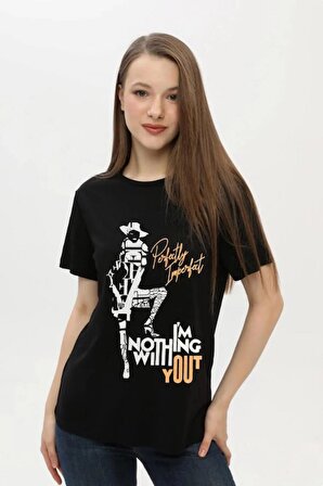 Siyah Bisiklet Yaka Kadın T-Shirt