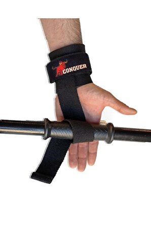 Conquer Big Rıch Grip Pro Lifting Straps Siyah