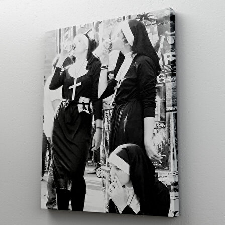 Asi Rahibeler Kanvas Tablo, İçme ve Sigara Parodisi, Siyah Beyaz Sokak Sanatı