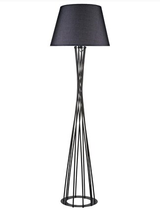 Retro Metal Dekoratif Siyah Köşe Lambası Lambader Başlık çap:45 cm