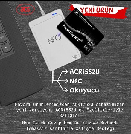 ACR1552U NFC TEMASSIZ AKILLI (SMART) KART OKUYUCU - KODLAYICI