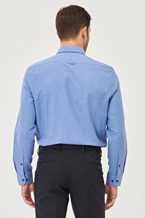 Erkek K.MAVI Düğmeli Yaka Tailored Slim Fit Oxford Gömlek