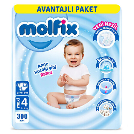 Molfix Bebek Bezi Ultra Fırsat Paketi Maxi 4 No 100 Lü X 3'li