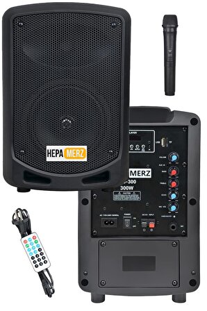 Hepa Merz HS-300 Taşınabilir Şarjlı Ses Sistemi Mikrofonlu Bluetooth Usb 6.5 İNÇ 300W