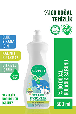 Siveno %100 Doğal Bulaşık Sabunu Bitkisel Elde Bulaşık Sabunu Nemlendirici Vegan 500 ml