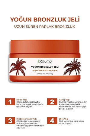 Sinoz Yoğun Bronzlaştırıcı Jel 200 ml Hindistan Cevizi Kakao Havuç Yağı Içeren