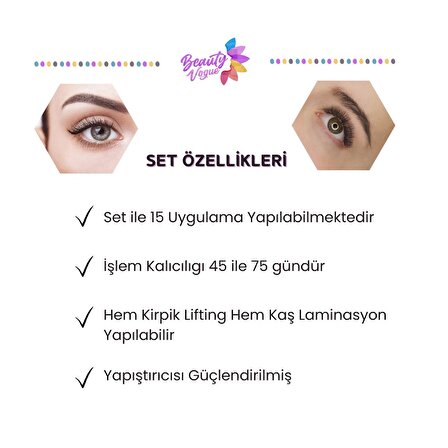 Beauty Vogue Kirpik Lifting Seti, Lash Lift, Kaş & Kirpik Perma Seti (FULL SET)-15 Kullanımlık…