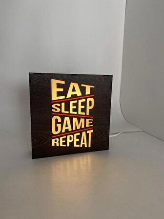 Eat Sleep Game Repeat - Işıklı Dekor