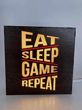 Eat Sleep Game Repeat - Işıklı Dekor