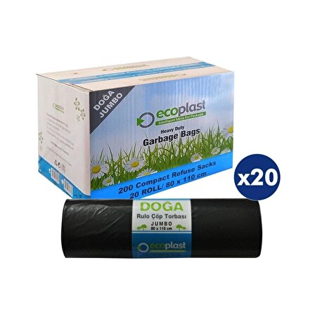 Ecoplast Battal Boy Çöp Torbası Poşeti - 400 Gr. - 90 Litre - 80 x 110 Cm / 10 Adetlik 10 Rulo
