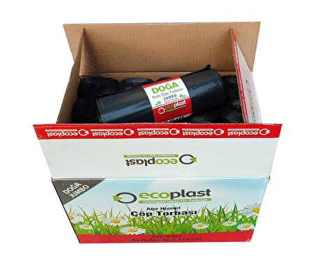 Ecoplast Battal Boy Çöp Torbası Poşeti - 500 Gr. - 90 Litre - 80 x 110 Cm / 10 Adetlik 3 Rulo