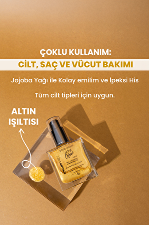 Mica İçerikli Çok Amaçlı Nemlendirici Işıltılı Yağ Gold 50 ml