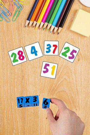 EDOY Montessori Eğitici Oyuncaklar-Rubik Matematik Bulmaca Oyunu 16 Küp 40 Kart Ve Zil Eğitici Oyuncak