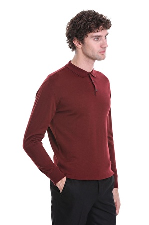 Kiremit Regular Fit Düz Polo Yaka Triko Kazak | 3XL