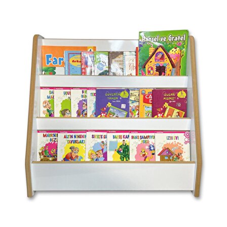 Emdief Home Melis Serisi 3 Raflı Montessori Kitaplık - Çocuk Odası İçin Yerden Kitaplık