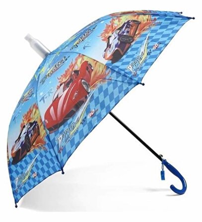 Bardaklı Düdüklü Erkek Çocuk Şemsiye 8 Telli Kılıflı Araba Motorsiklet Karışık Desen